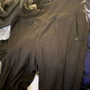 Jaanuu Scrub Joggers black Ribbed High Waisted Pants J95150